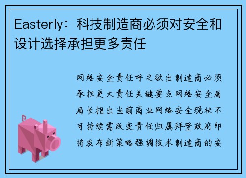 Easterly：科技制造商必须对安全和设计选择承担更多责任 