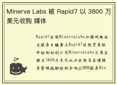 Minerva Labs 被 Rapid7 以 3800 万美元收购 媒体