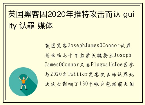 英国黑客因2020年推特攻击而认 guilty 认罪 媒体
